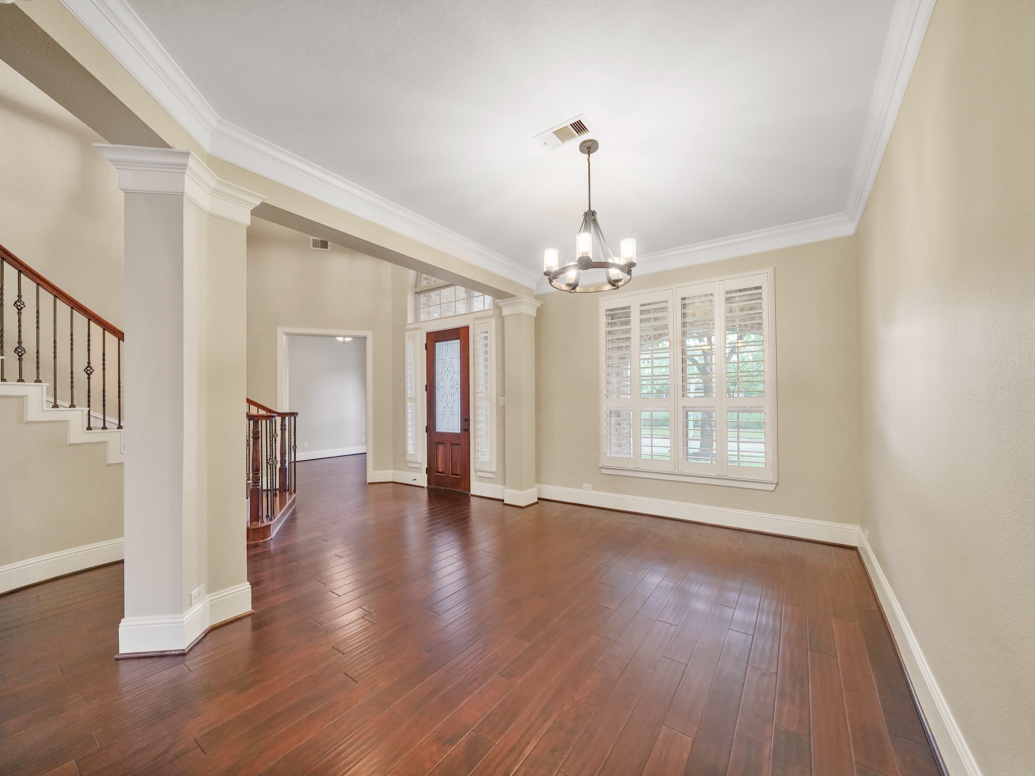 The formal dining room is ready for holiday dinners, celebrations, and relaxed evenings with friends.