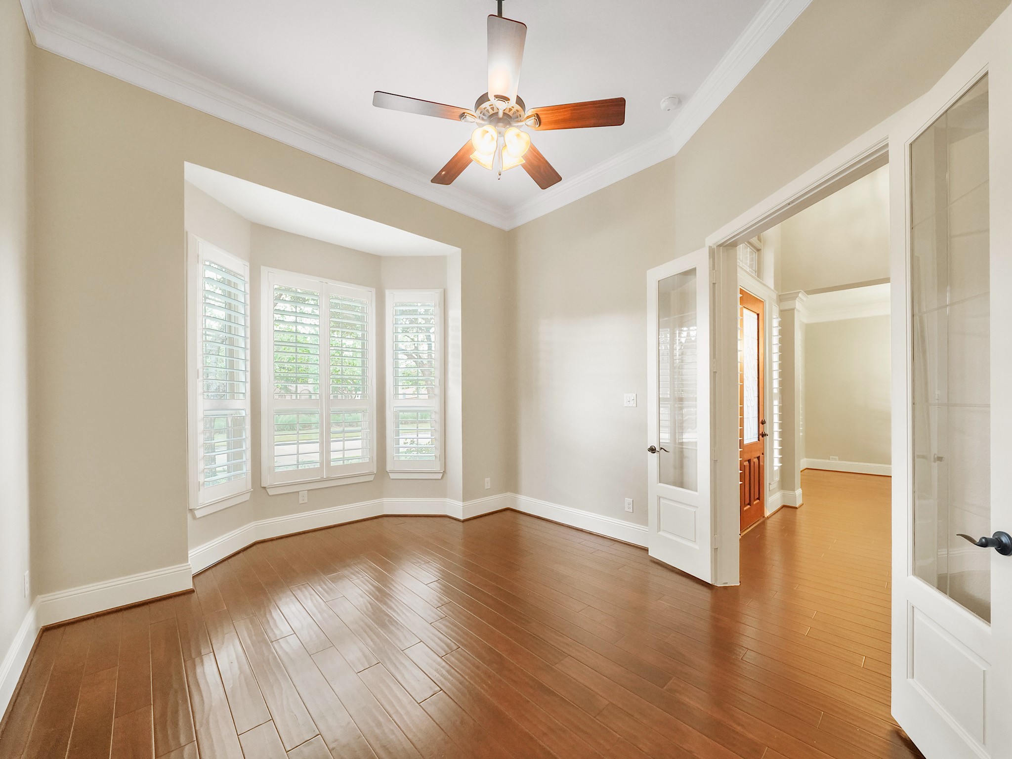A dedicated front study offers a quiet, light-filled place to focus, create, or work from home.