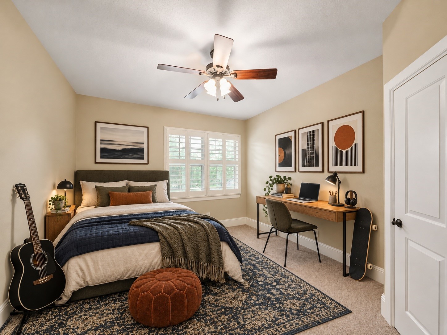 Virtually staged bedroom