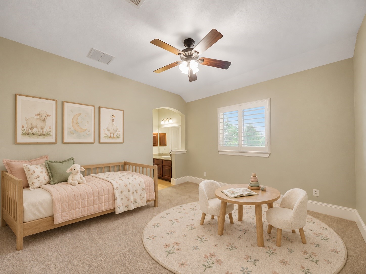 Virtually staged secondary bedroom.