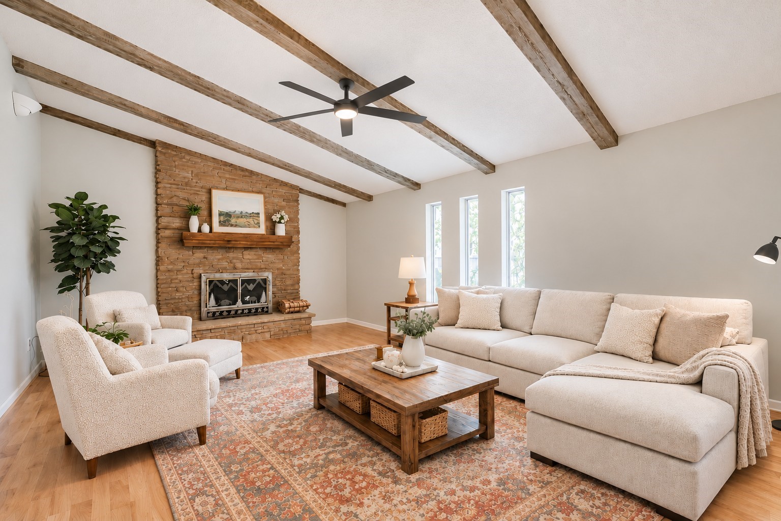 Family room is virtually staged with furniture. This is a spacious room and there are plenty of options for placing your own furniture. Family room is virtually staged with furniture. This is a spacious room and there are plenty of options for placing your own furniture.