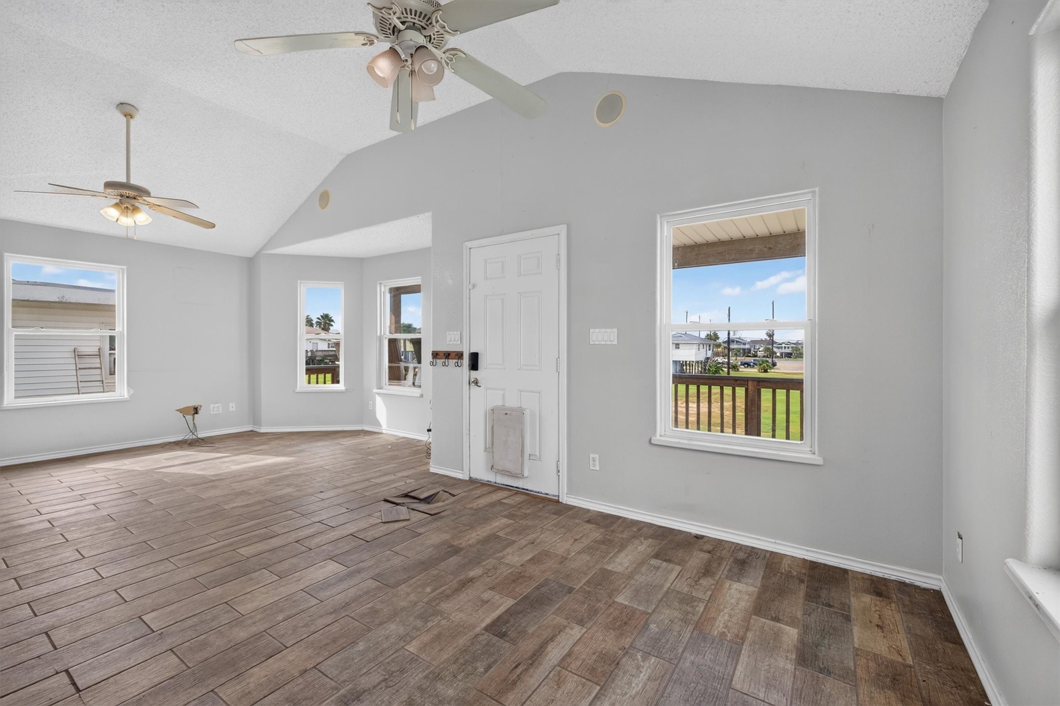 Open concept living and dining space.
