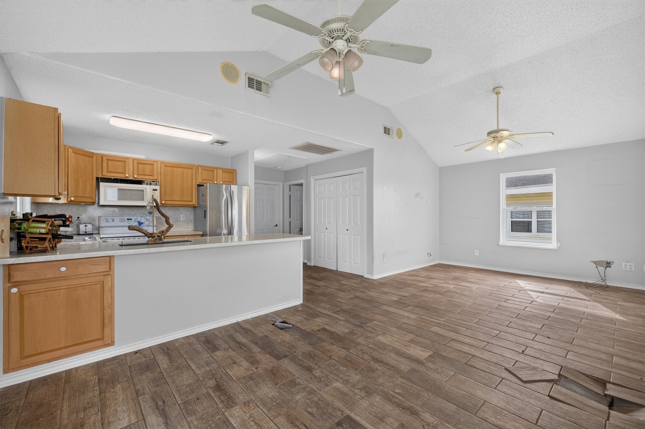 Open concept living and dining space