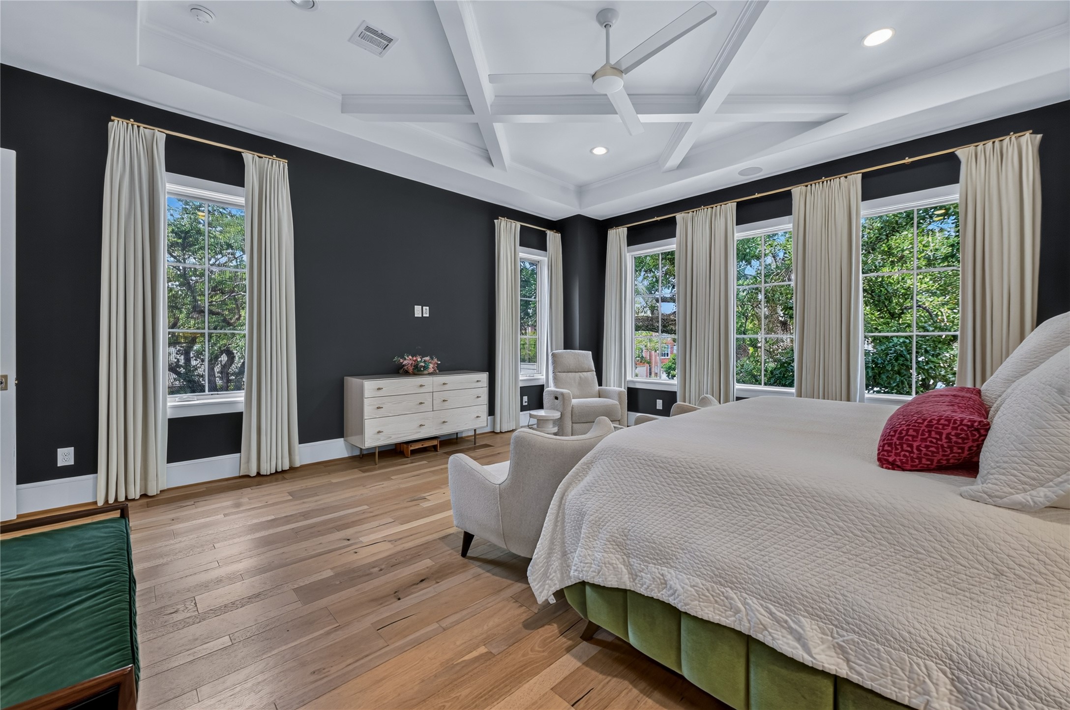 Primary bedroom is massive in size and allows for oversize bedding & sitting area.