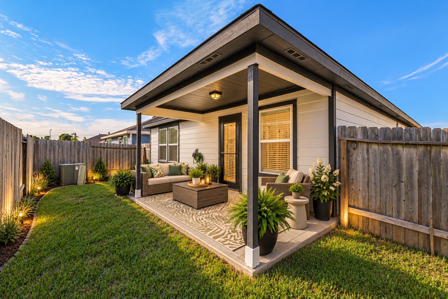 Virtually staged back patio