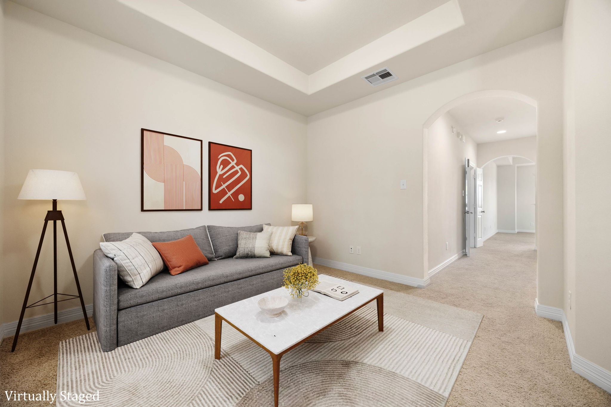 Versatile private living space is attached to the second primary suite complete with its own kitchenette. (Virtually staged to showcase possibilities)