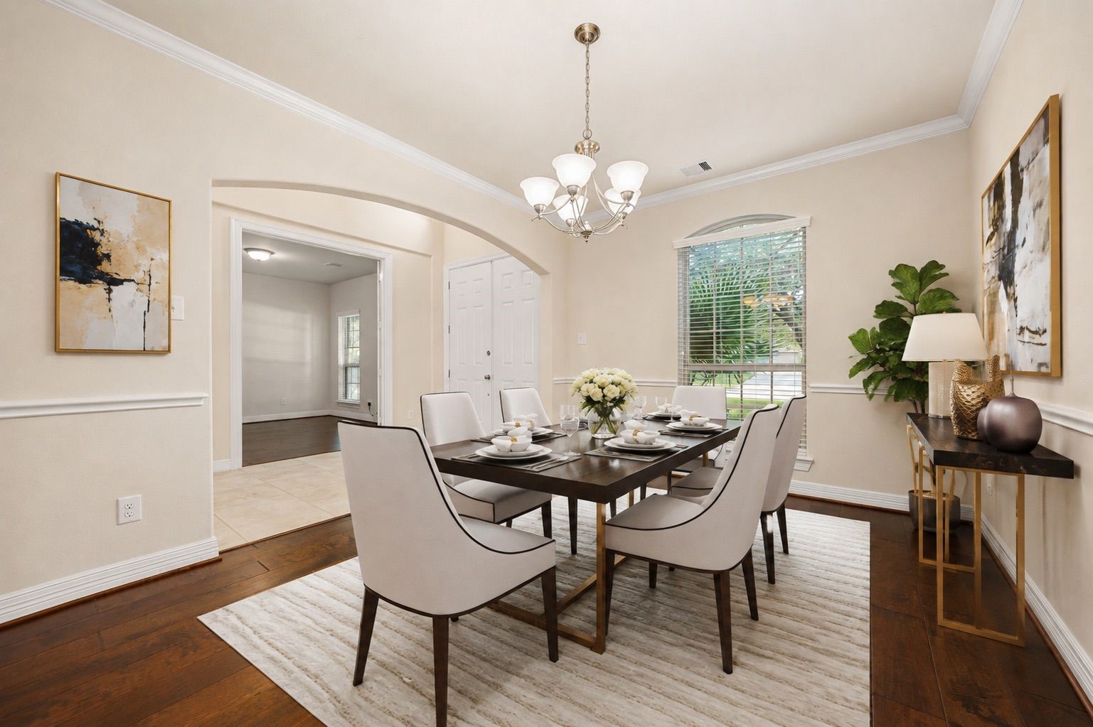 Spacious formal dining room provides an inviting setting for dinner parties, holidays, and special gatherings.   (Virtually staged to showcase possibilities)