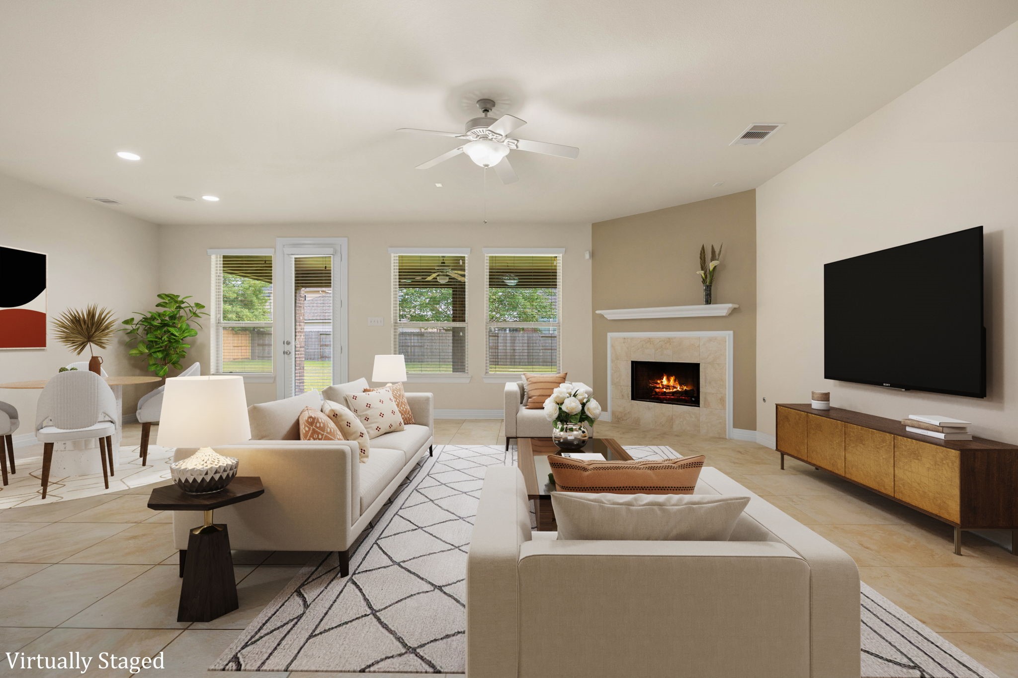A family room where everyone can be together cooking, socializing, or celebrating around the fire! (Virtually staged to showcase possibilities)
