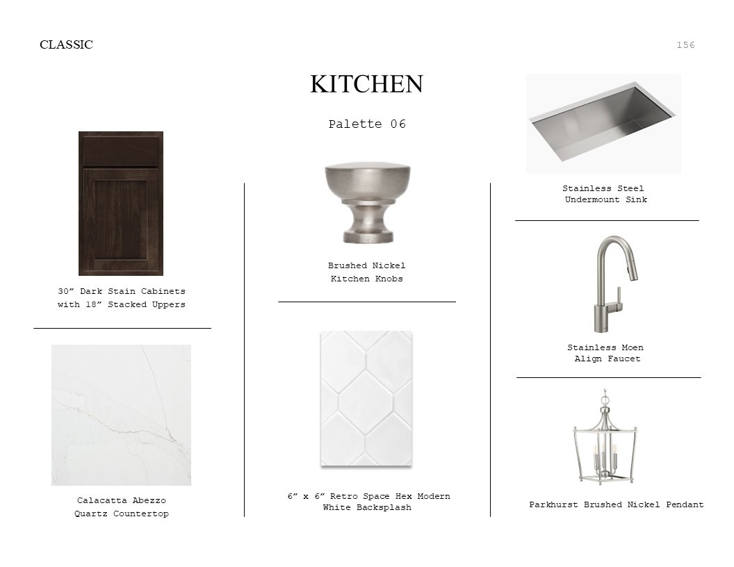 Classic Look Palette 6: Kitchen Selection Sheet (*Artist rendering used for illustration purposes only.)