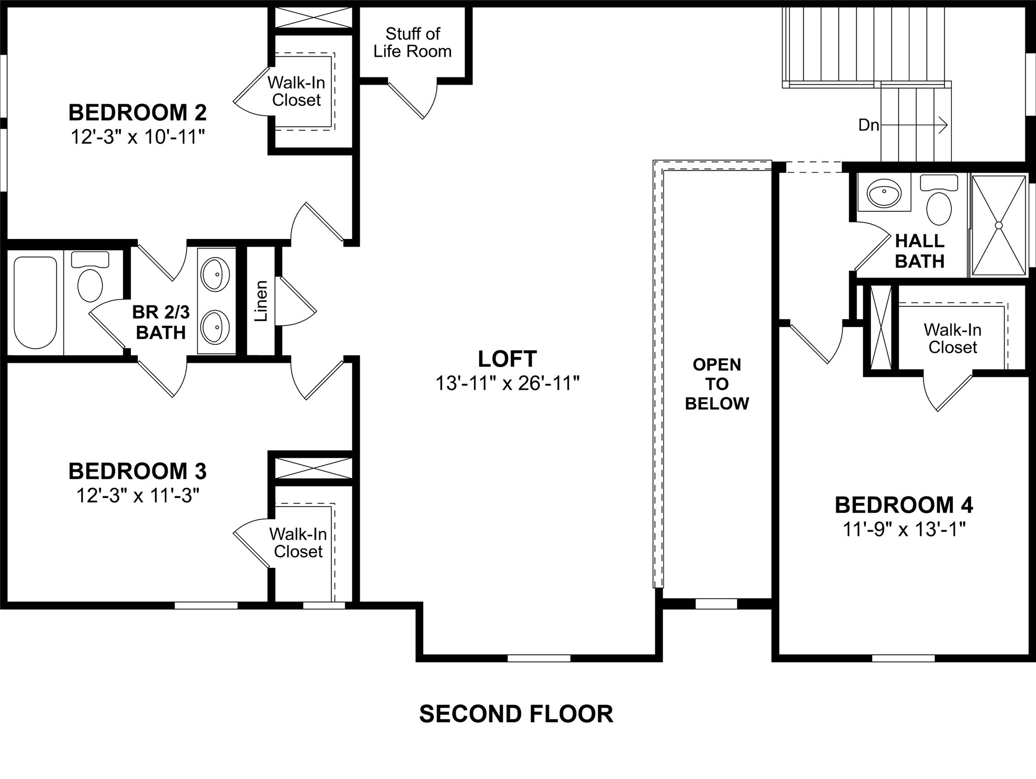 The Stirling floor plan by K. Hovnanian Homes. 2nd Floor shown. *Prices, plans, dimensions, features, specifications, materials, and availability of homes or communities are subject to change without notice or obligation.