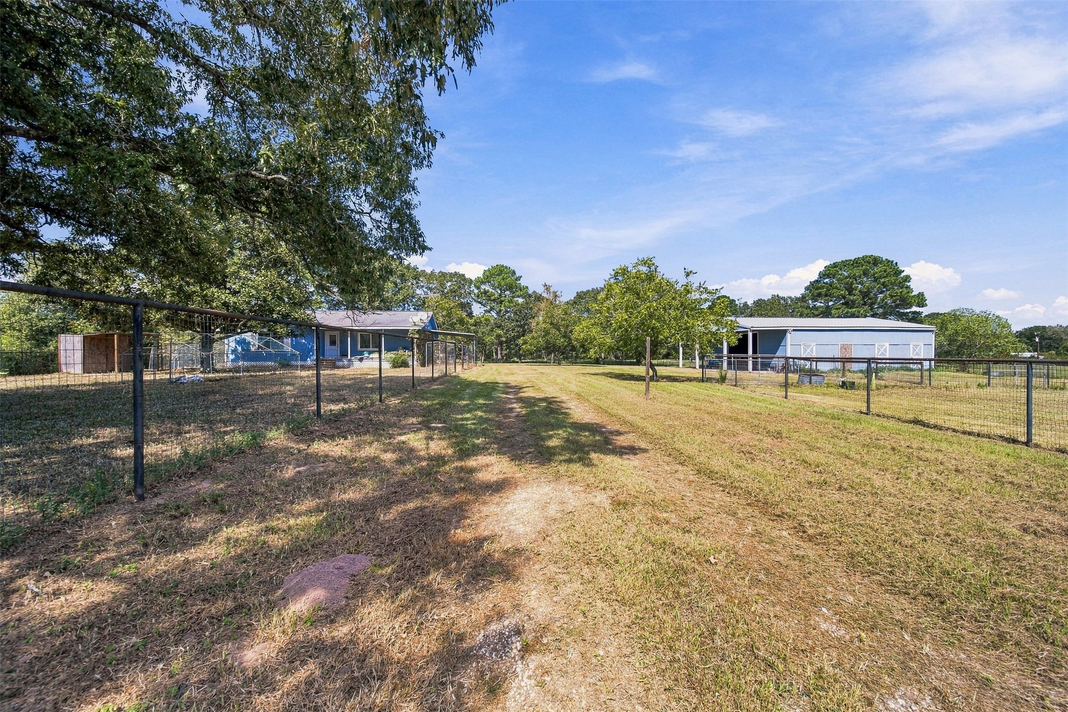House on left barn on the right