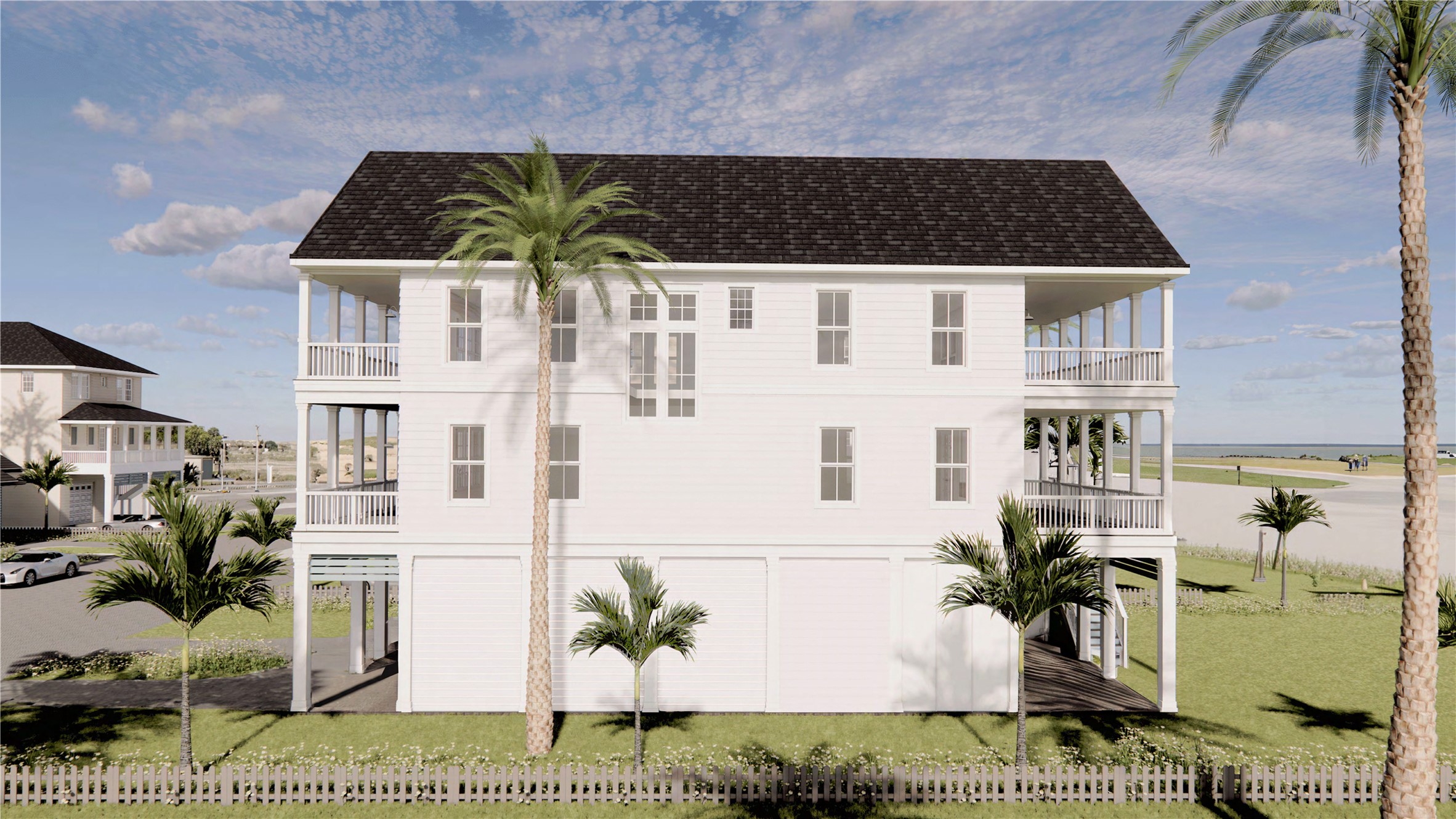 The side profile reveals clean coastal lines and generous windows that invite natural light inside. *3D rendering