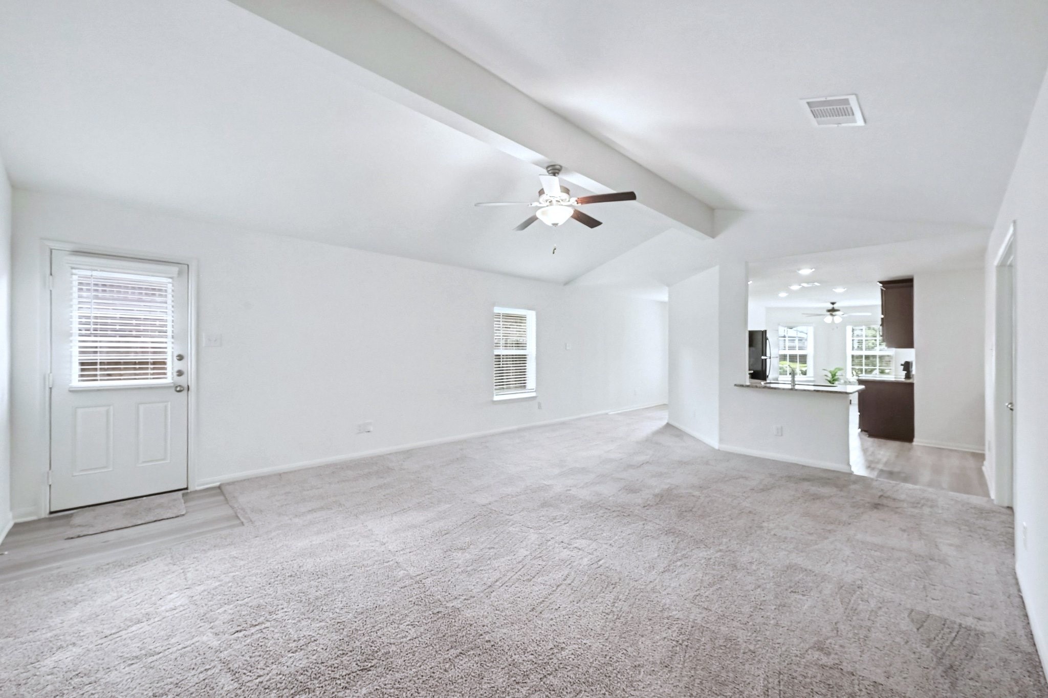 Easy flow between the living space and the kitchen