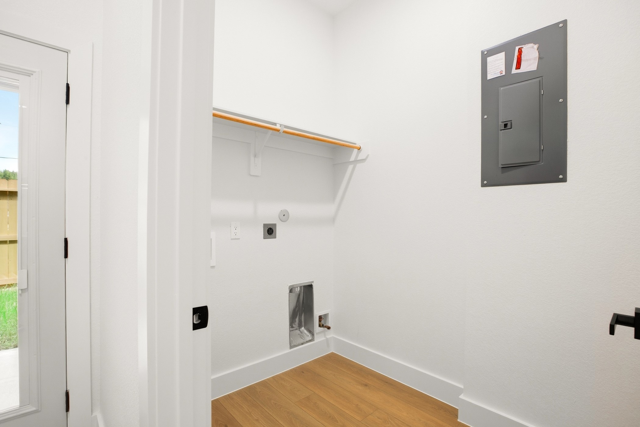 Functional utility area with built-in storage and practical design.
