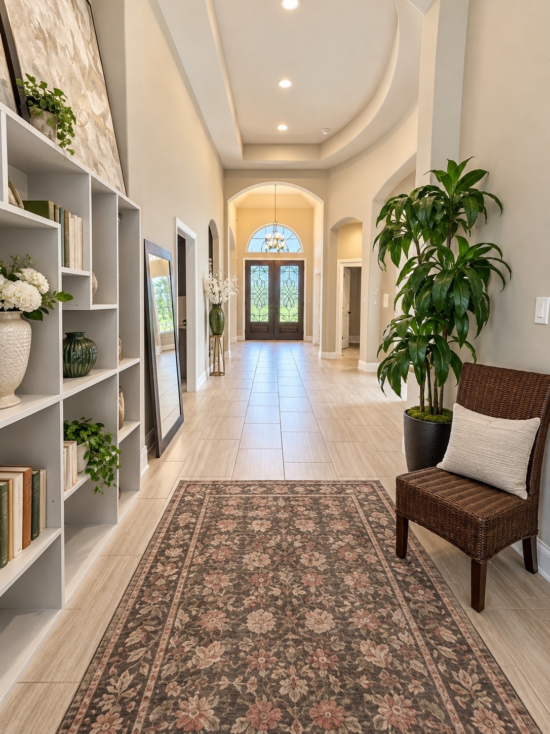 Welcoming foyer with graceful architectural arches, high ceilings, and an open view toward the main living areas.