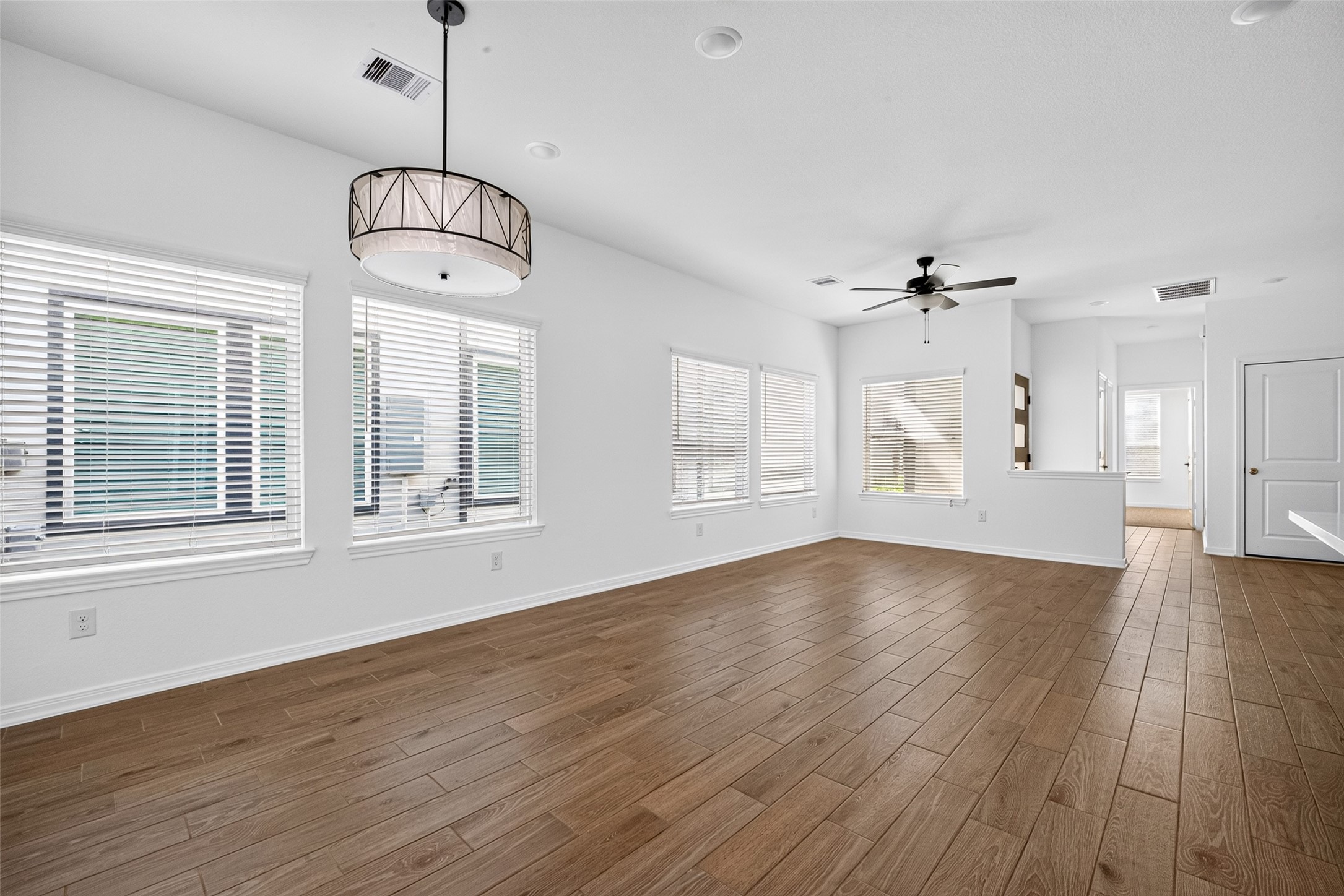 Another view of dining and living area