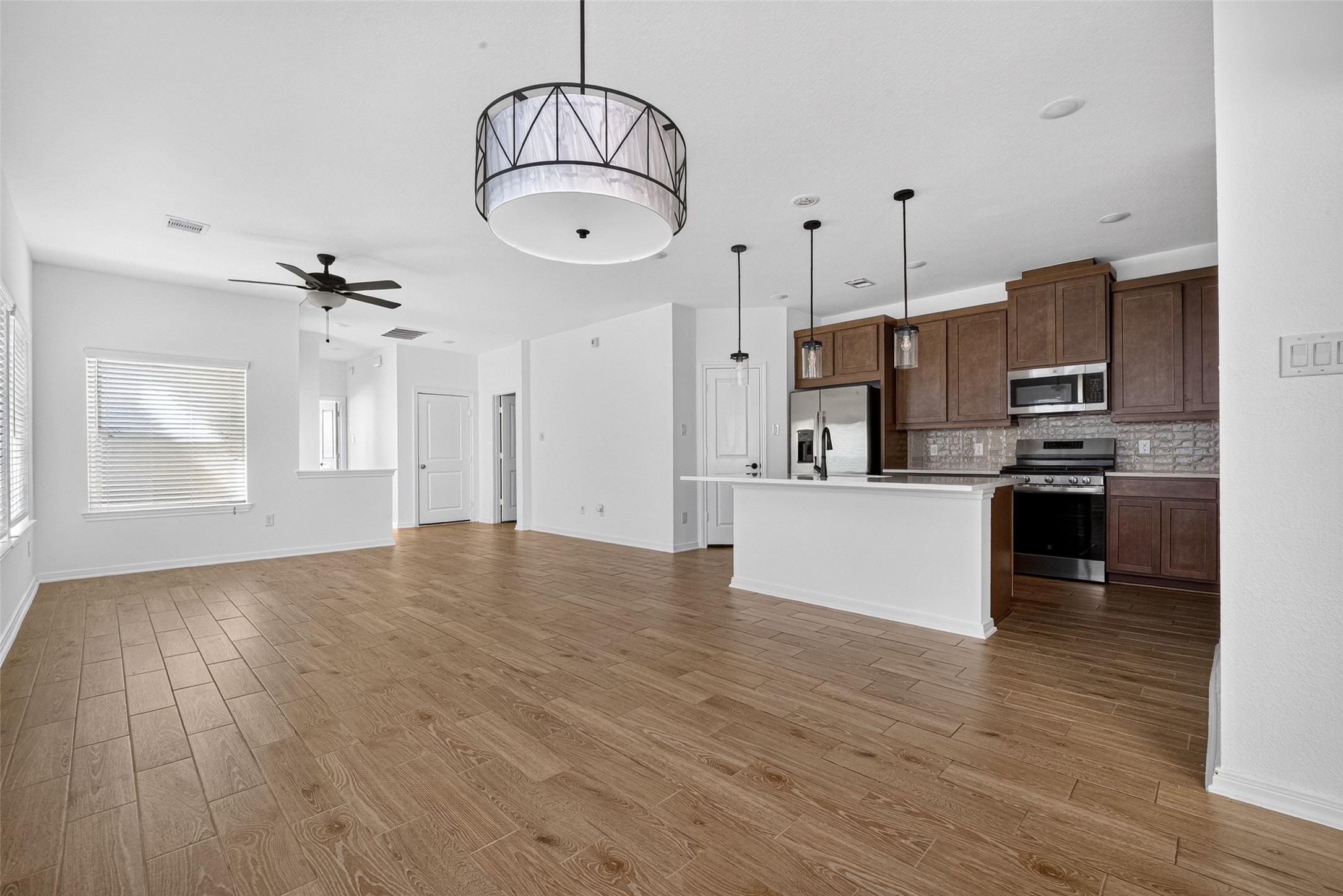 View of dining and living area