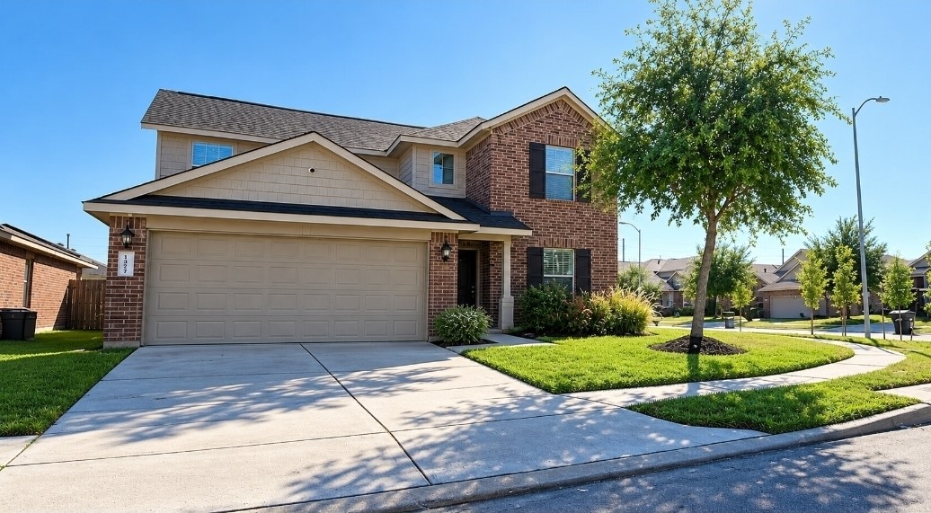 Beautiful two-story on a corner lot features amazing landscaping on the front and side of the home. The three trees on the side are Eagel Stem hollys, these will provide plenty privacy when they are mature.