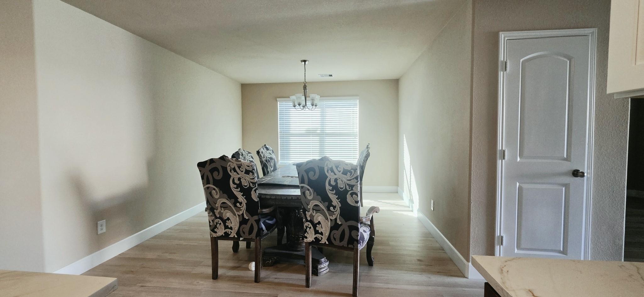 Huge dinning room and coat closet near