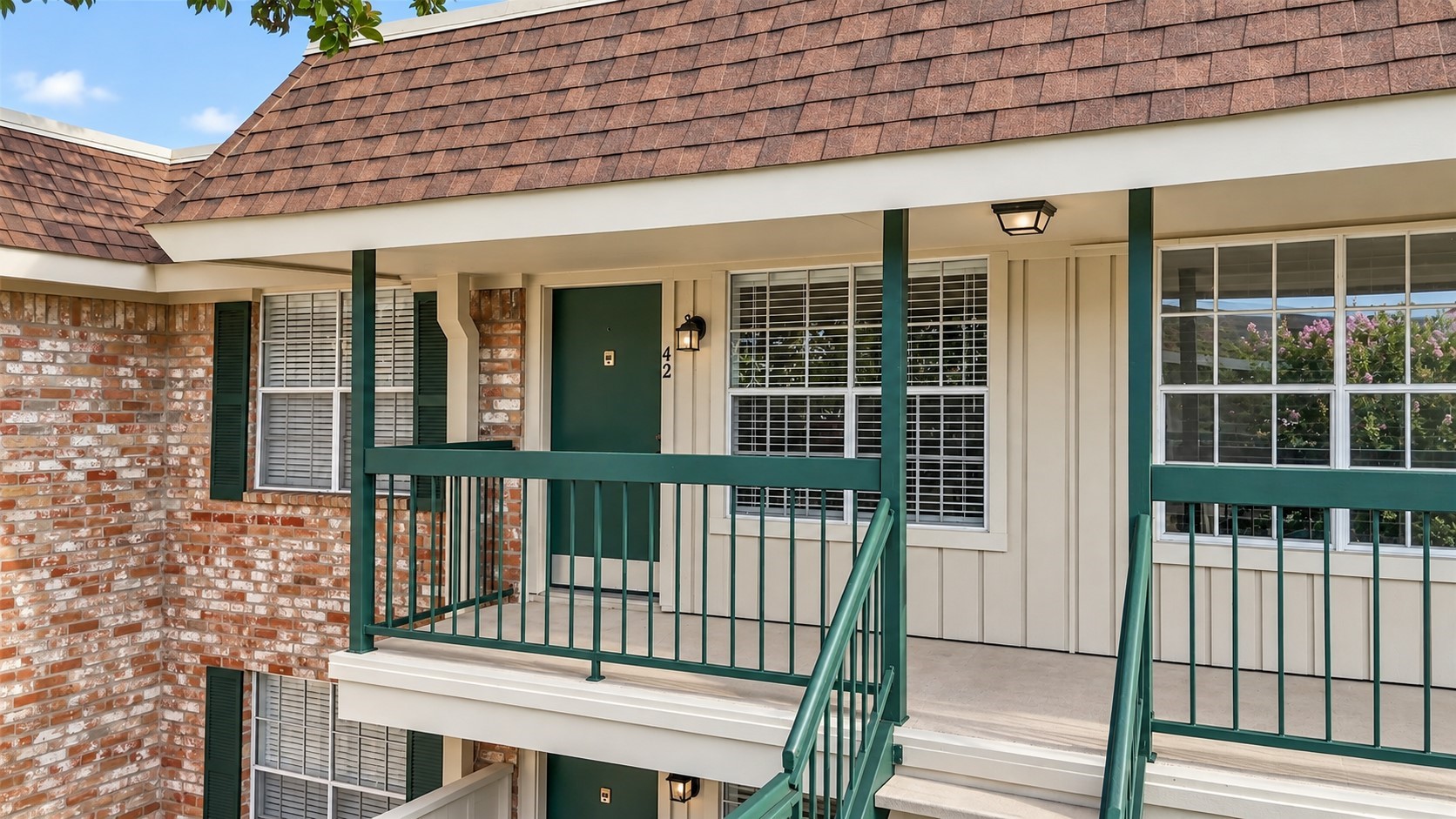 Second floor unit near the courtyard and the pool
