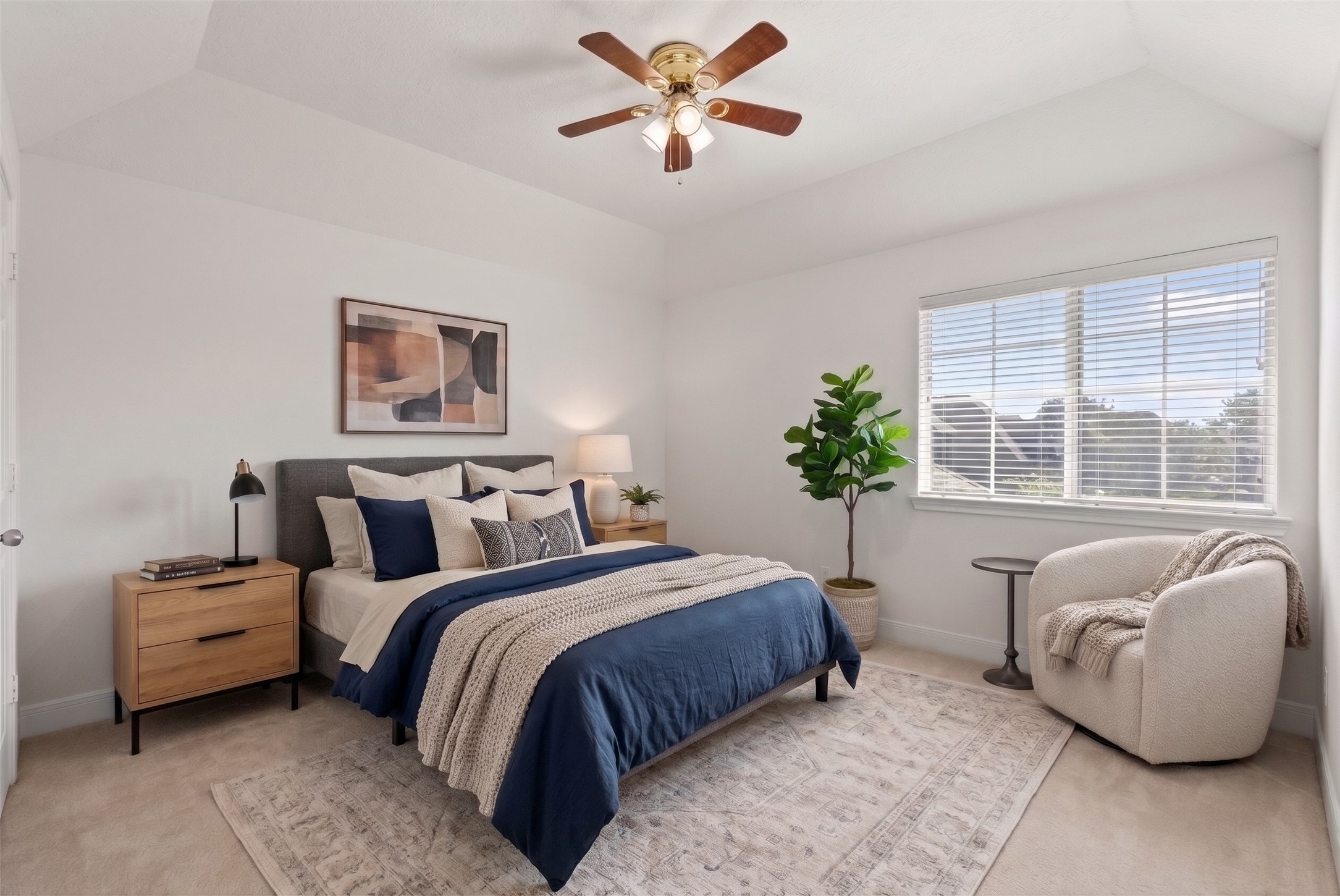 This rooms well-proportioned layout easily accommodates a full bed set alongside a dedicated reading chair or homework desk.