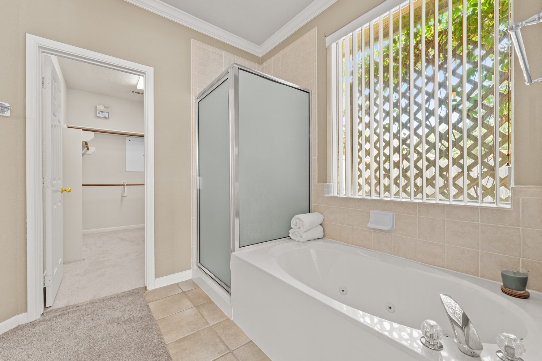 A jetted tub provides a nice spot to relax after a long day!