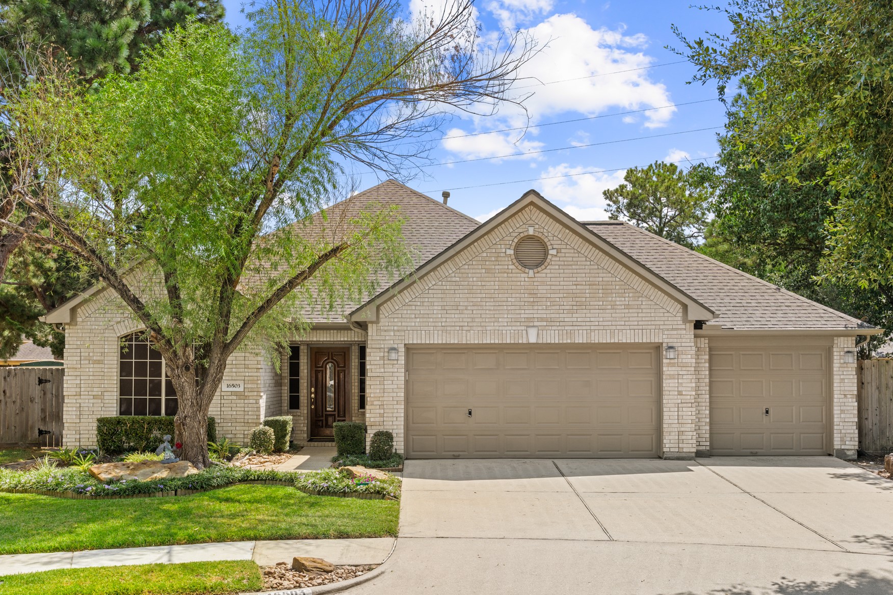Welcome to 16503 Oat Mill Dr.! This home has been meticulously cared for. The exterior features a 3-CAR Garage complemented by a triple-wide driveway, a beautiful wood front door with sidelights, various roof pitches to create a visually interesting front elevation, and professional landscaping to elevate the curb appeal! Welcome to 16503 Oat Mill Dr.! This home has been meticulously cared for. The exterior features a 3-CAR Garage complemented by a triple-wide driveway, a beautiful wood front door with sidelights, various roof pitches to create a visually interesting front elevation, and professional landscaping to elevate the curb appeal!