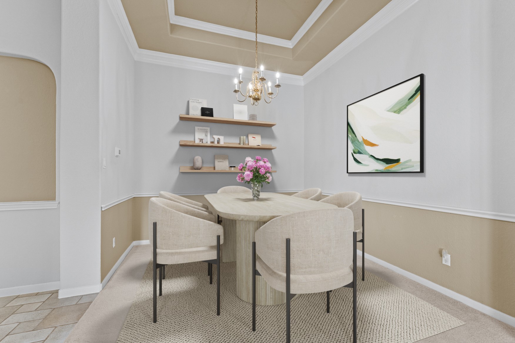 Virtually staged as a dining area.