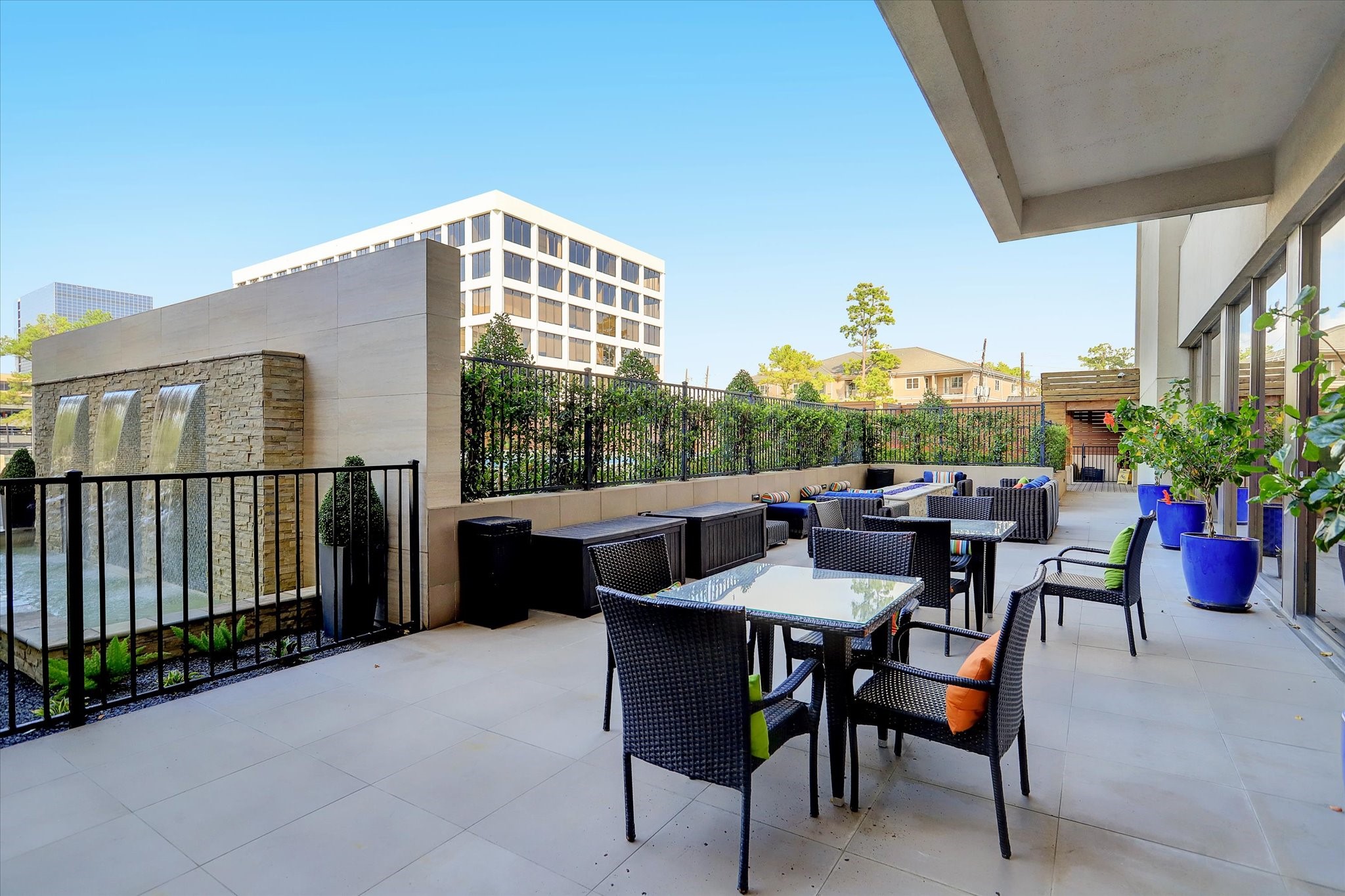 Terrace adjoining the pool area.
