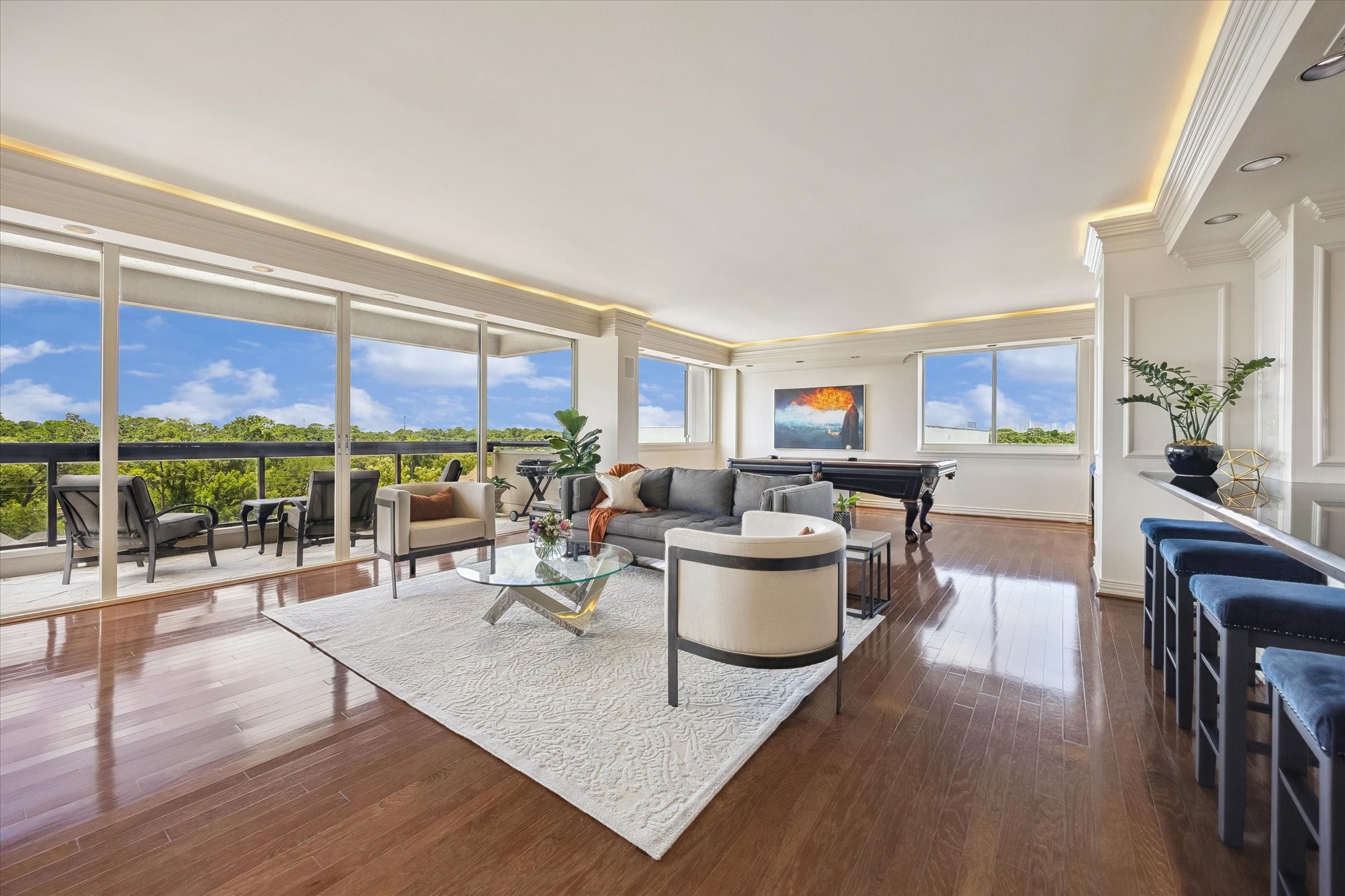 Stunning living and dining space with northern views & exposure.