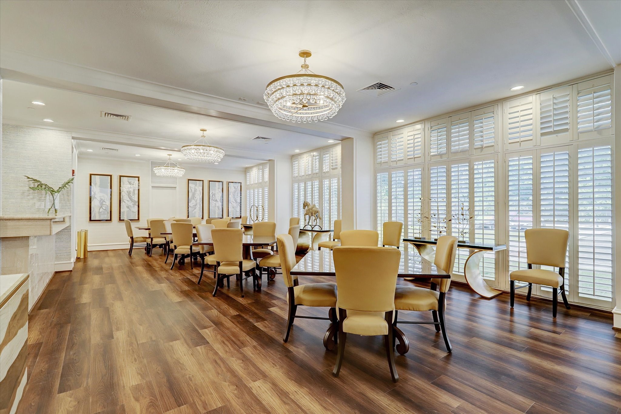 Another view of the party room that opens to a caterers kitchen.