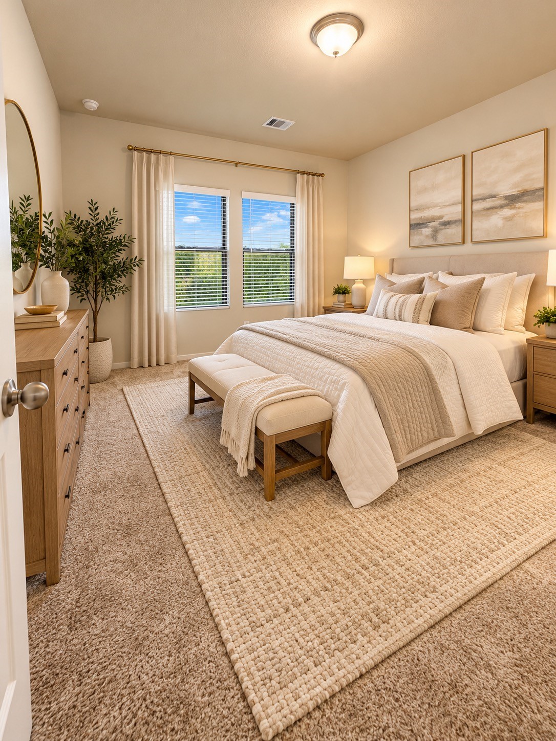 Primary bedroom staged.