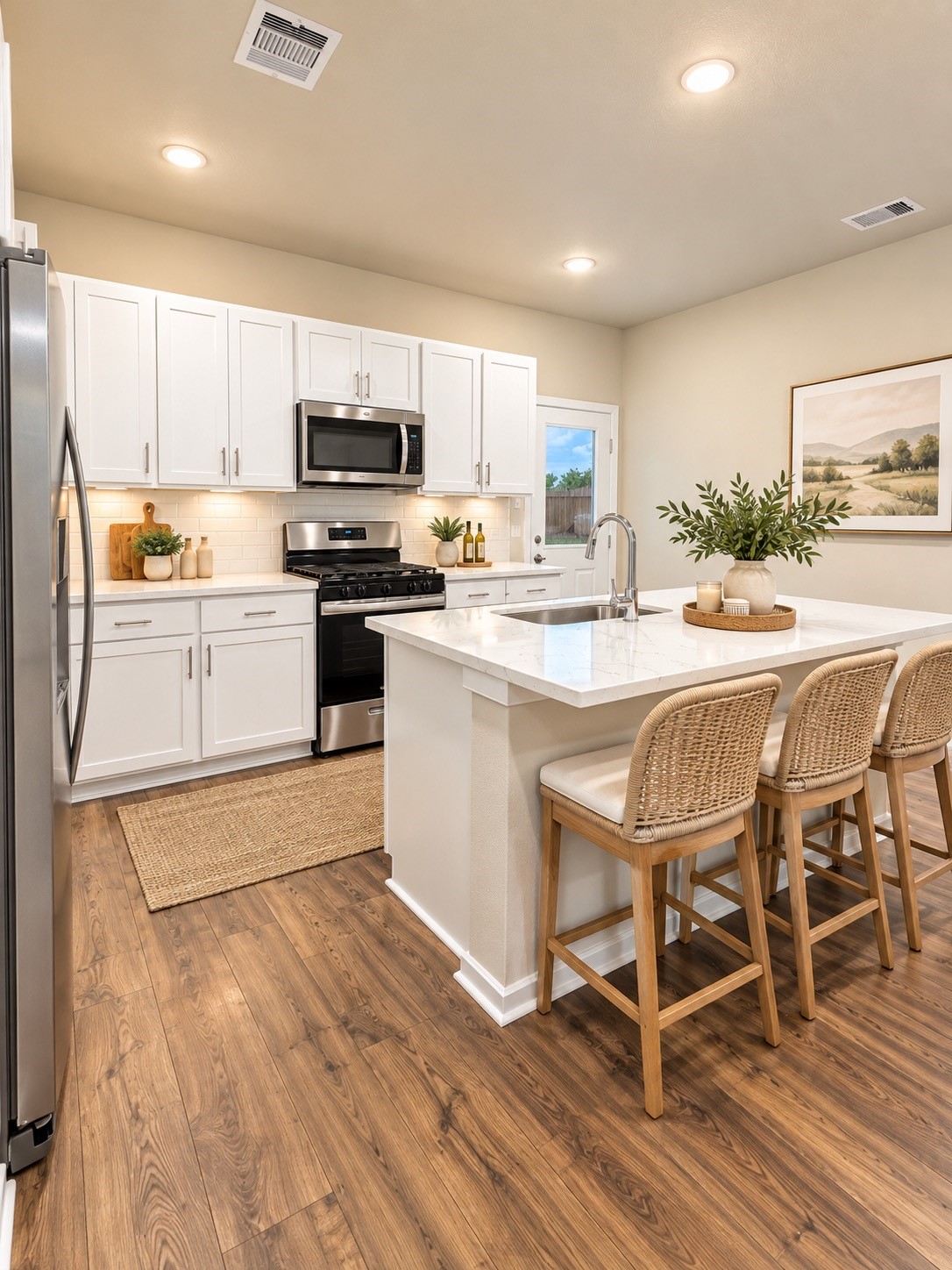 Kitchen with white cabinets. Kitchen with white cabinets.