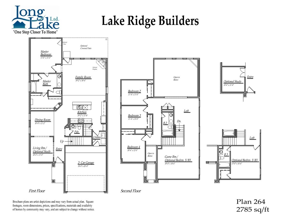 Plan 264 features 5 bedrooms, 3 full baths, 1 half bath,  and over 2,700 square feet of living space.