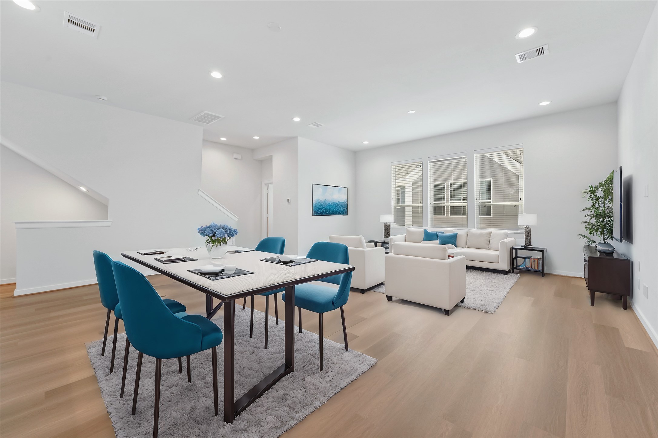 2nd Floor Living and Dining Area w/ Half Bath