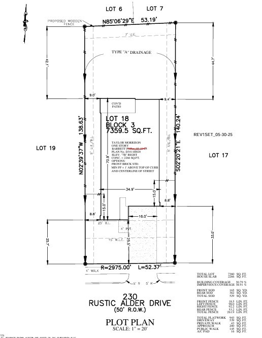 230 Rustic Alder Drive Preliminary Plot Plan