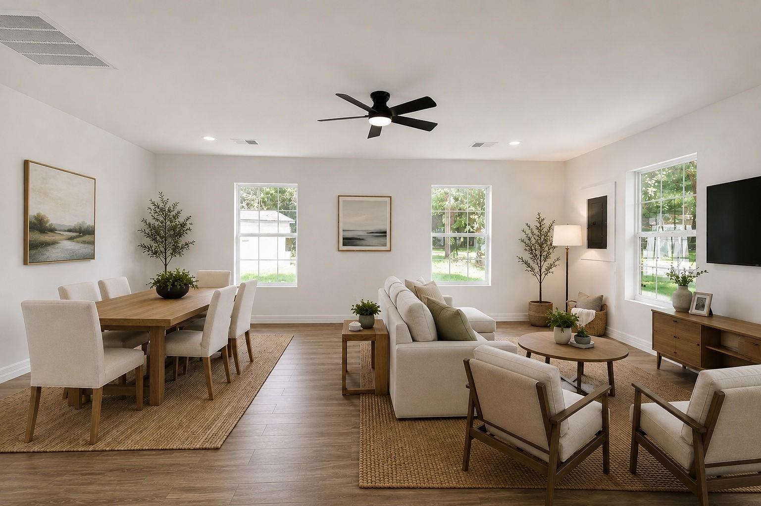 Virtual Staged Living Room, and Dining Area. Virtual Staged Living Room, and Dining Area.