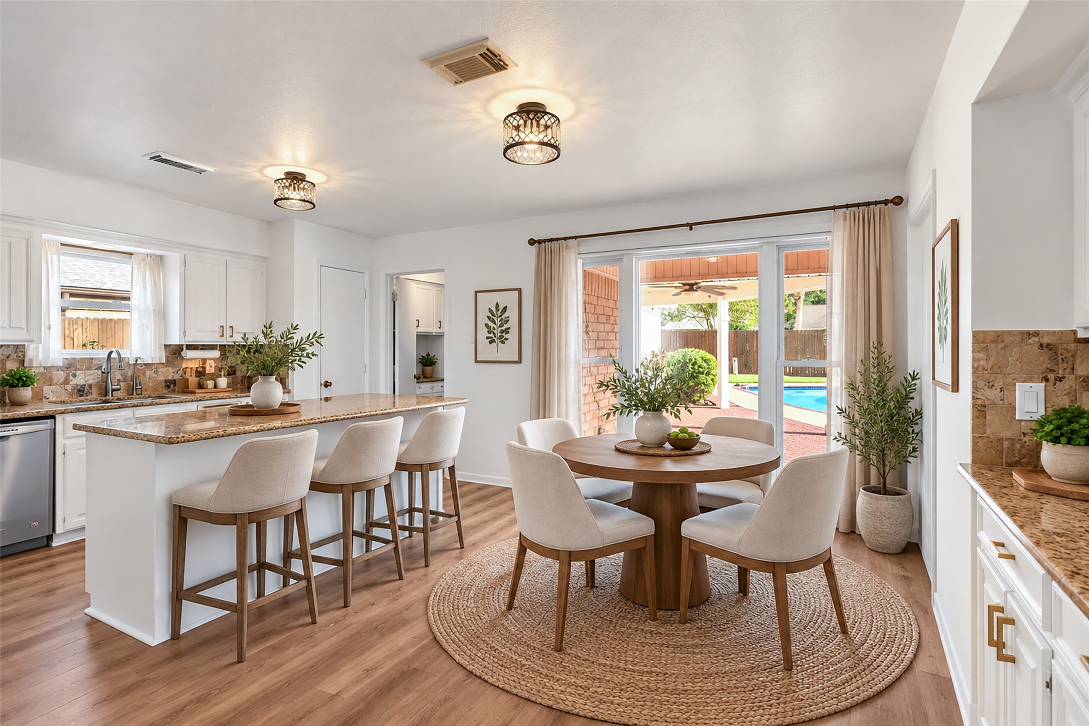 Virtually staged Breakfast Room
