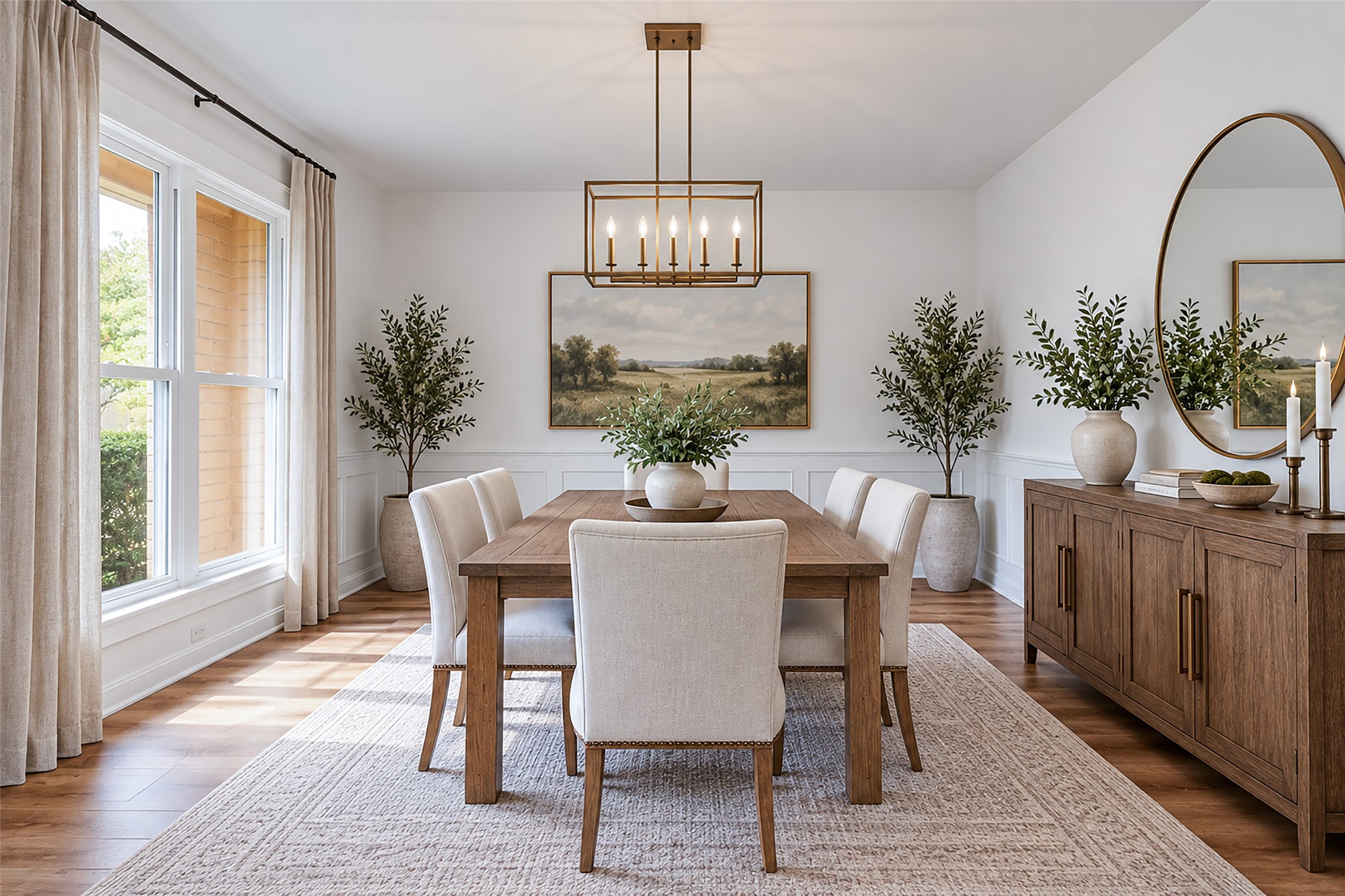 Virtually staged Dining Room.
