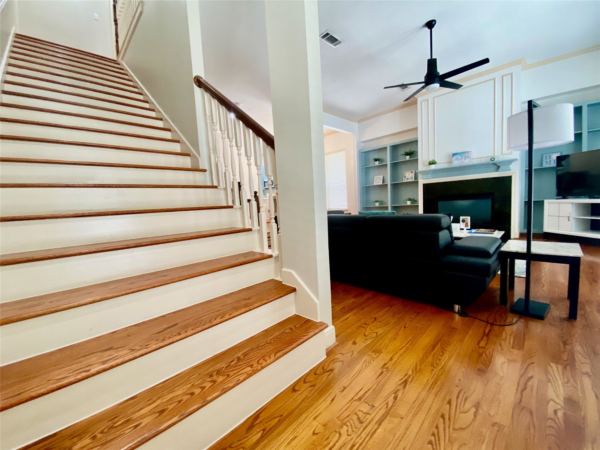 Stairway that leads to primary suite