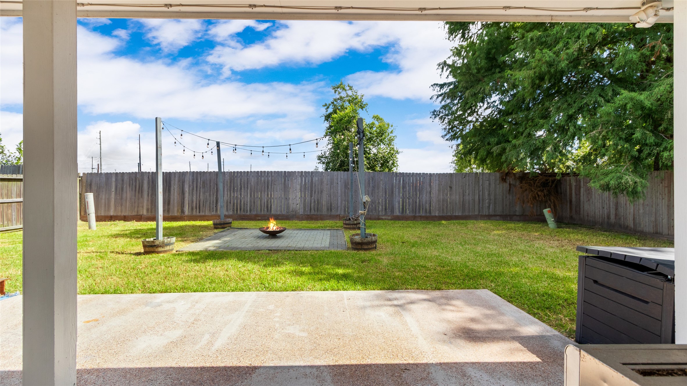 View from back door under covered patio