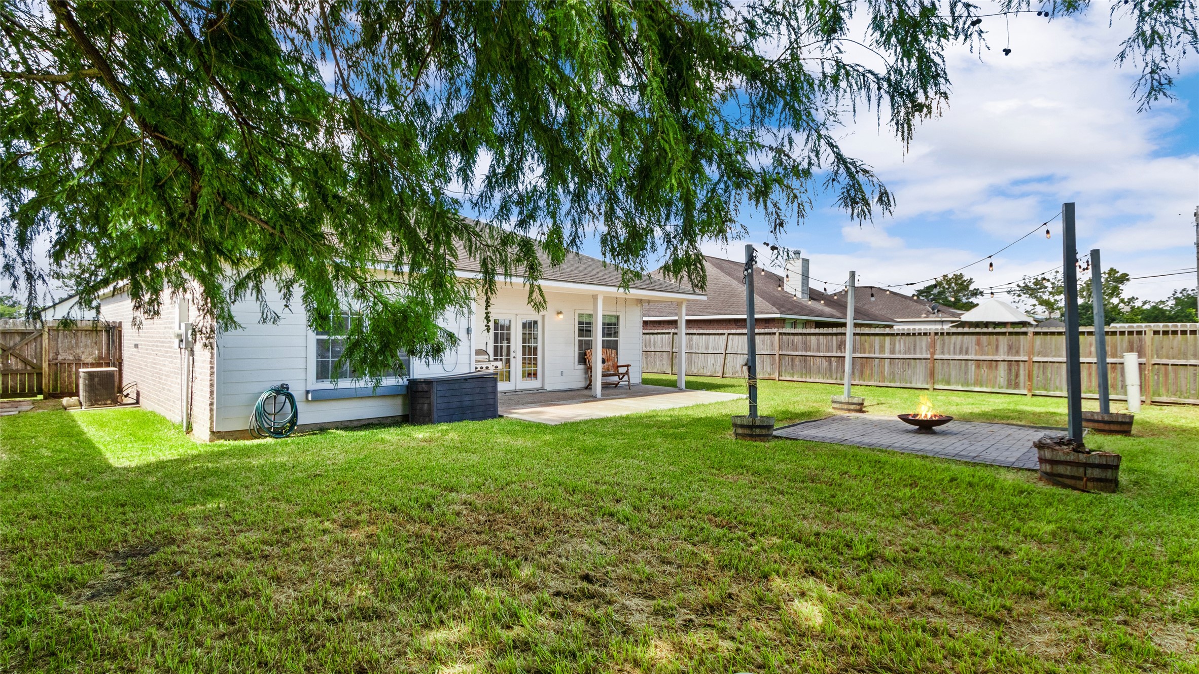 Large fenced backyard