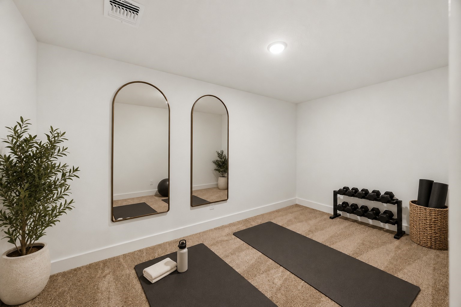Virtually Staged Flex Room/Gym to Illustrate Furniture Placement