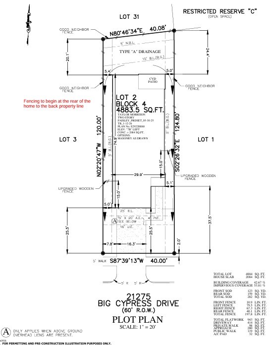 21275 Big Cypress Drive Preliminary Plot Plan
