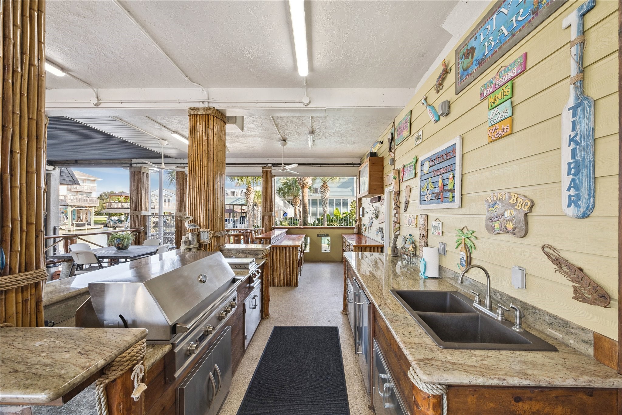 two oversized entertainment bars with cooking capabilities
