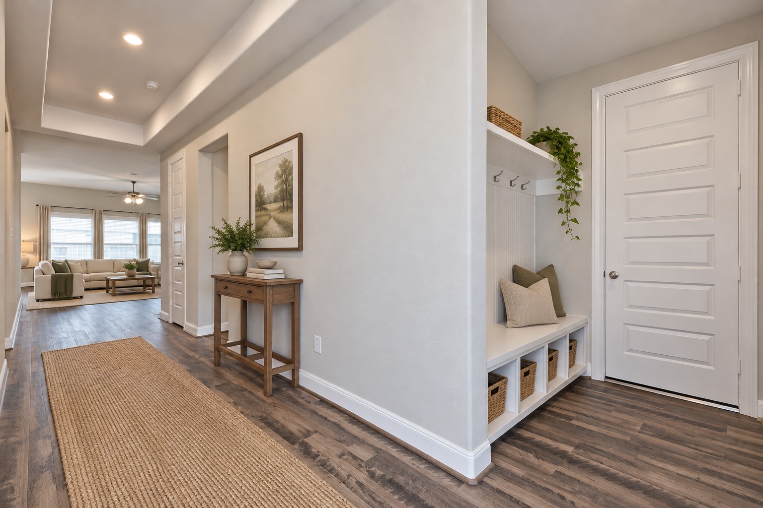 This Gorgeous Home has Mud Room right off the Garage Entry for all your easy school bags or things to place right when you walk into your New One Story Ranch Home!
