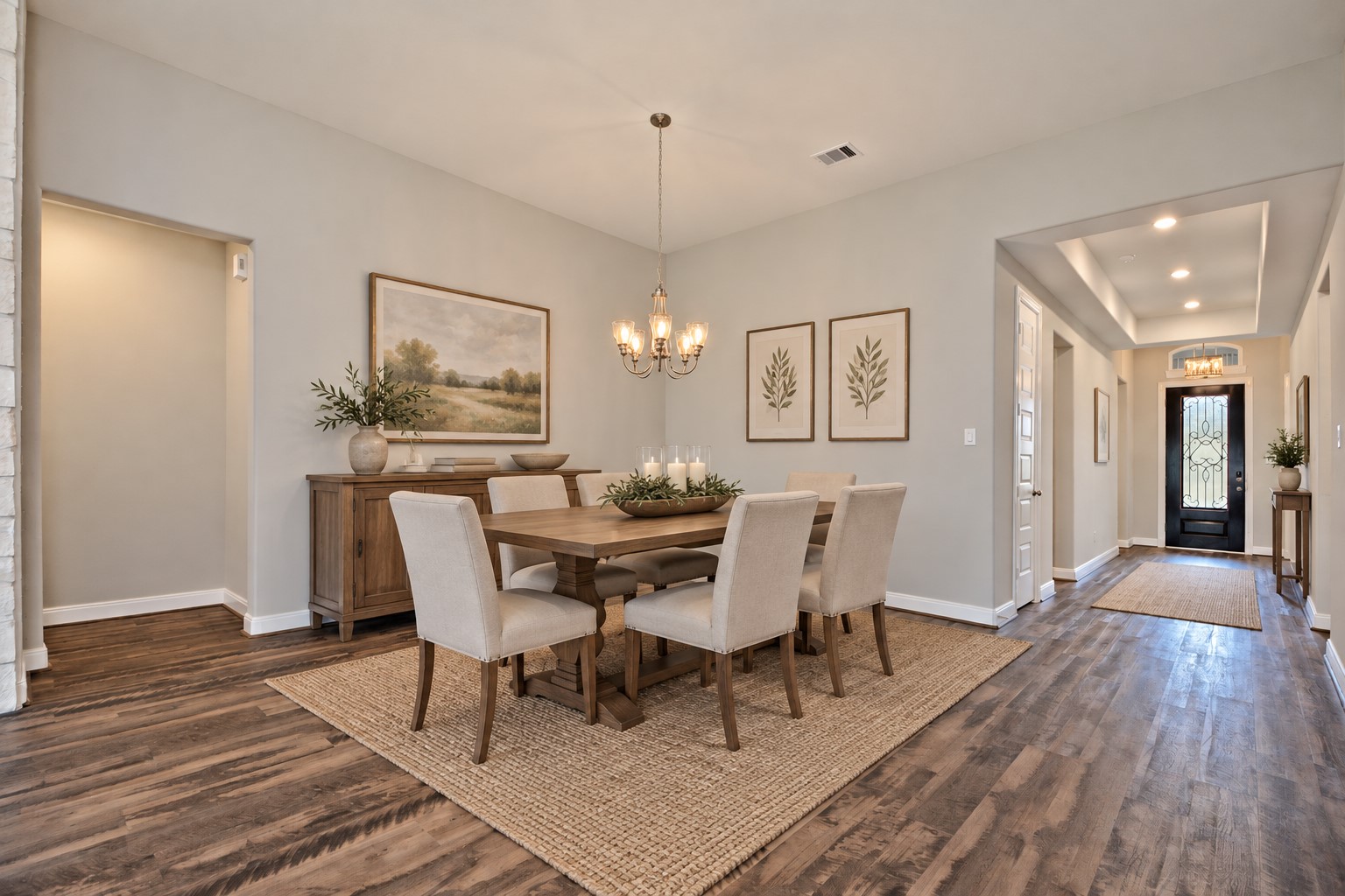 Down the hallway to the left you will discover that Primary Suite and more! But Look at that front door view, stunning!