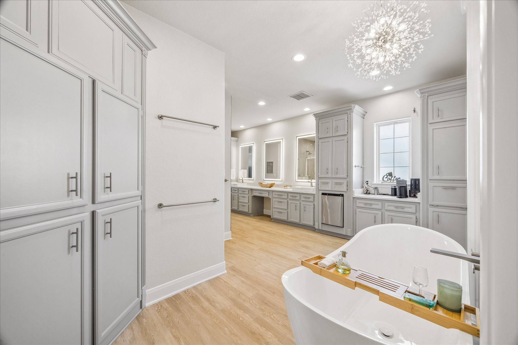 1st Primary bathroom with beverage fridge & coffee bar.