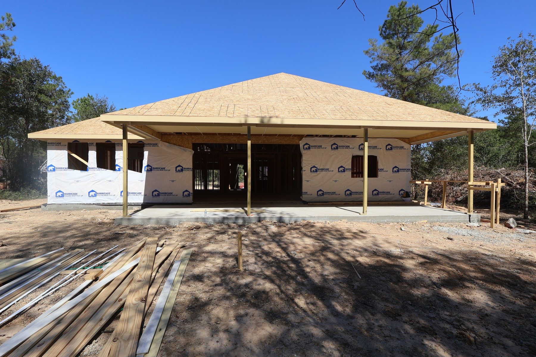 Backyard with covered patio - still under construction Backyard with covered patio - still under construction