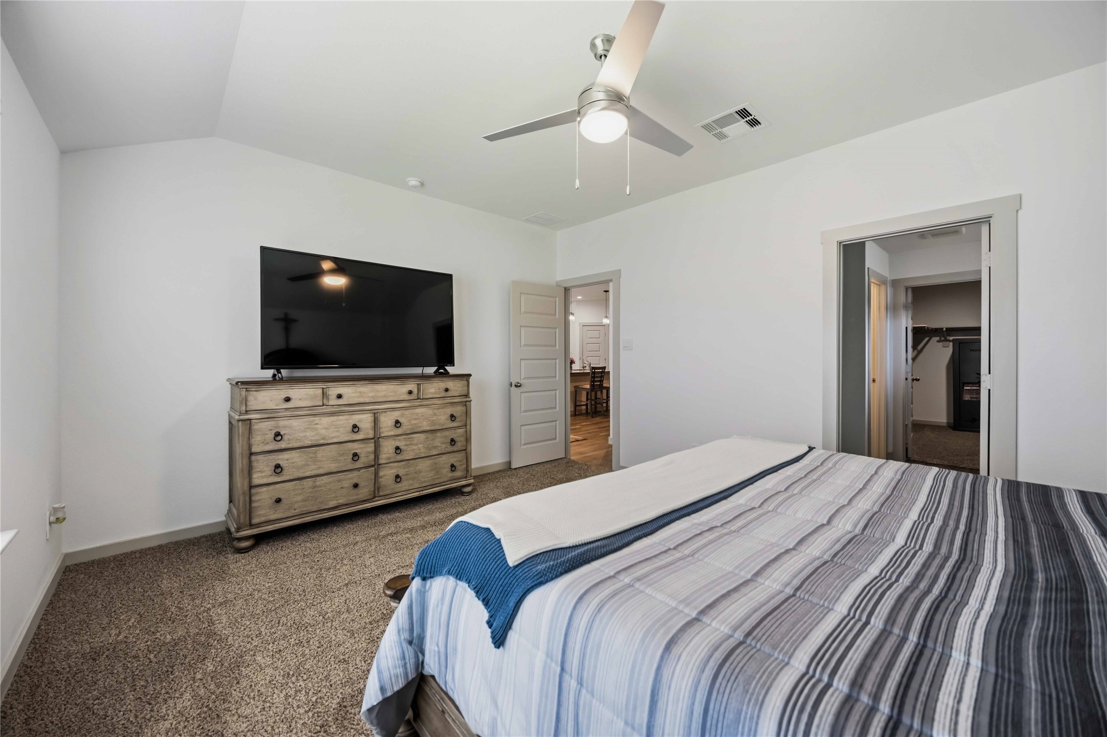 There is so much extra space in this bedroom! Check out the vaulted ceiling and primary on suite. There is so much extra space in this bedroom! Check out the vaulted ceiling and primary on suite.